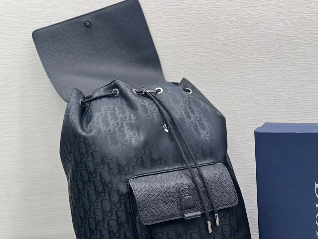 Dior Medium Backpack 38 in Black Oblique Mirage Calfskin