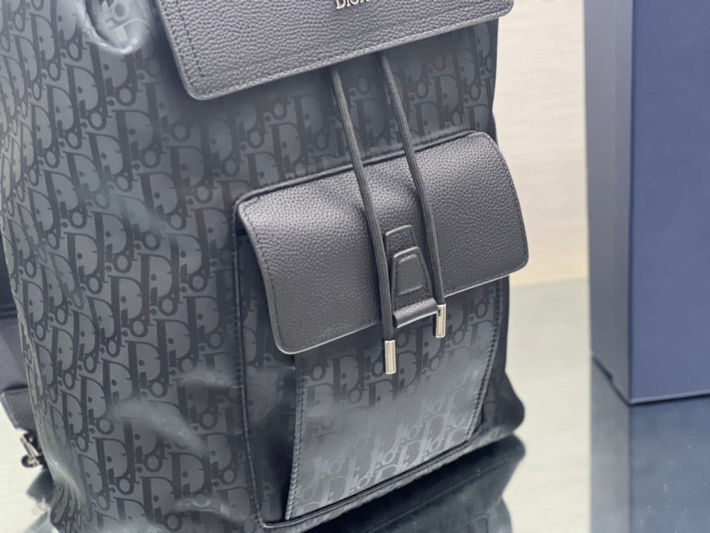 Dior Medium Backpack 38 in Black Oblique Mirage Calfskin