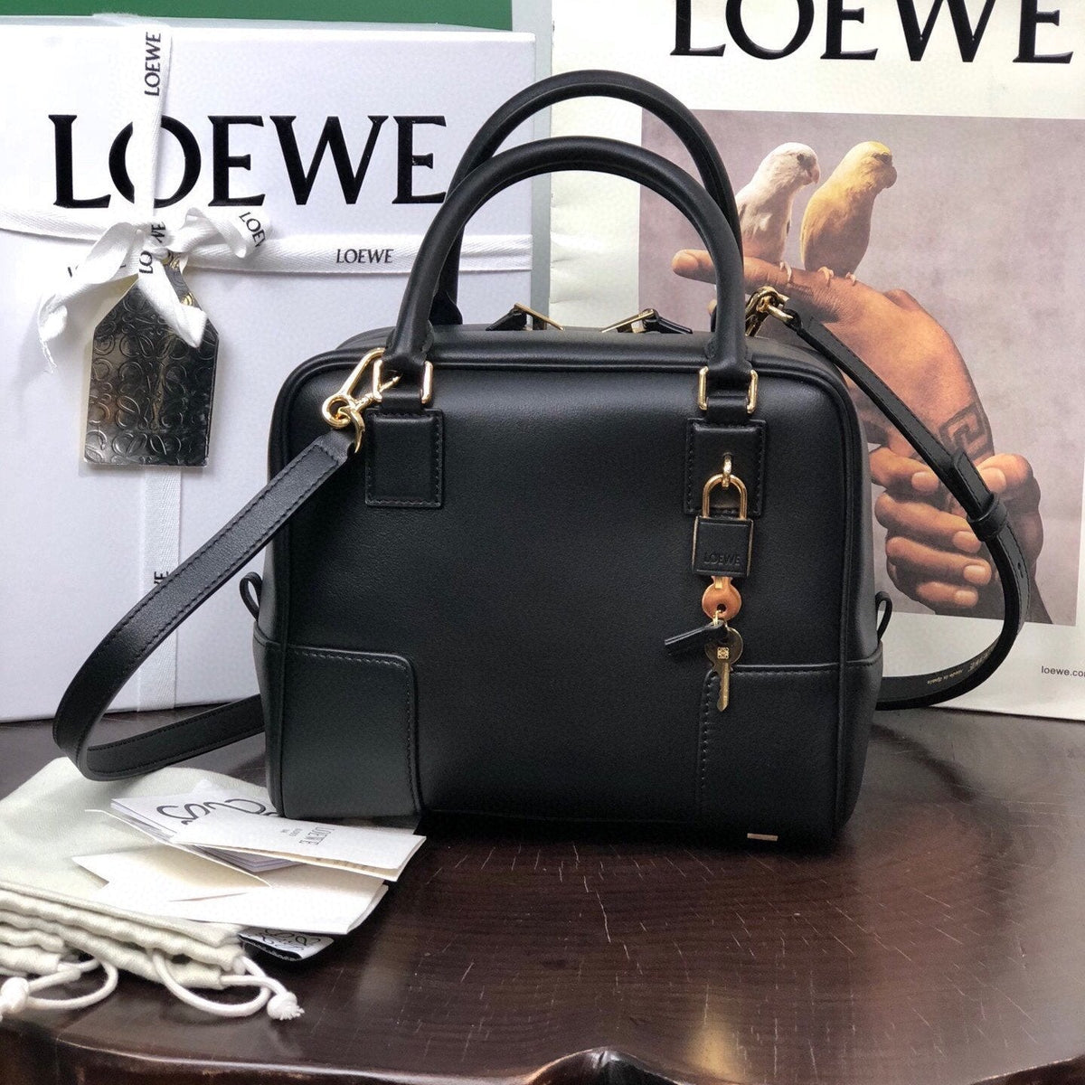 Loewe Amazona 19 Bag in Black Nappa Calfskin