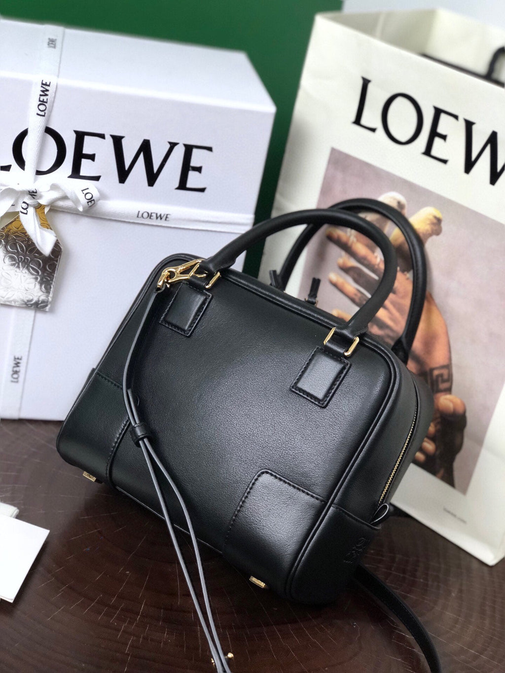 Loewe Amazona 19 Bag in Black Nappa Calfskin
