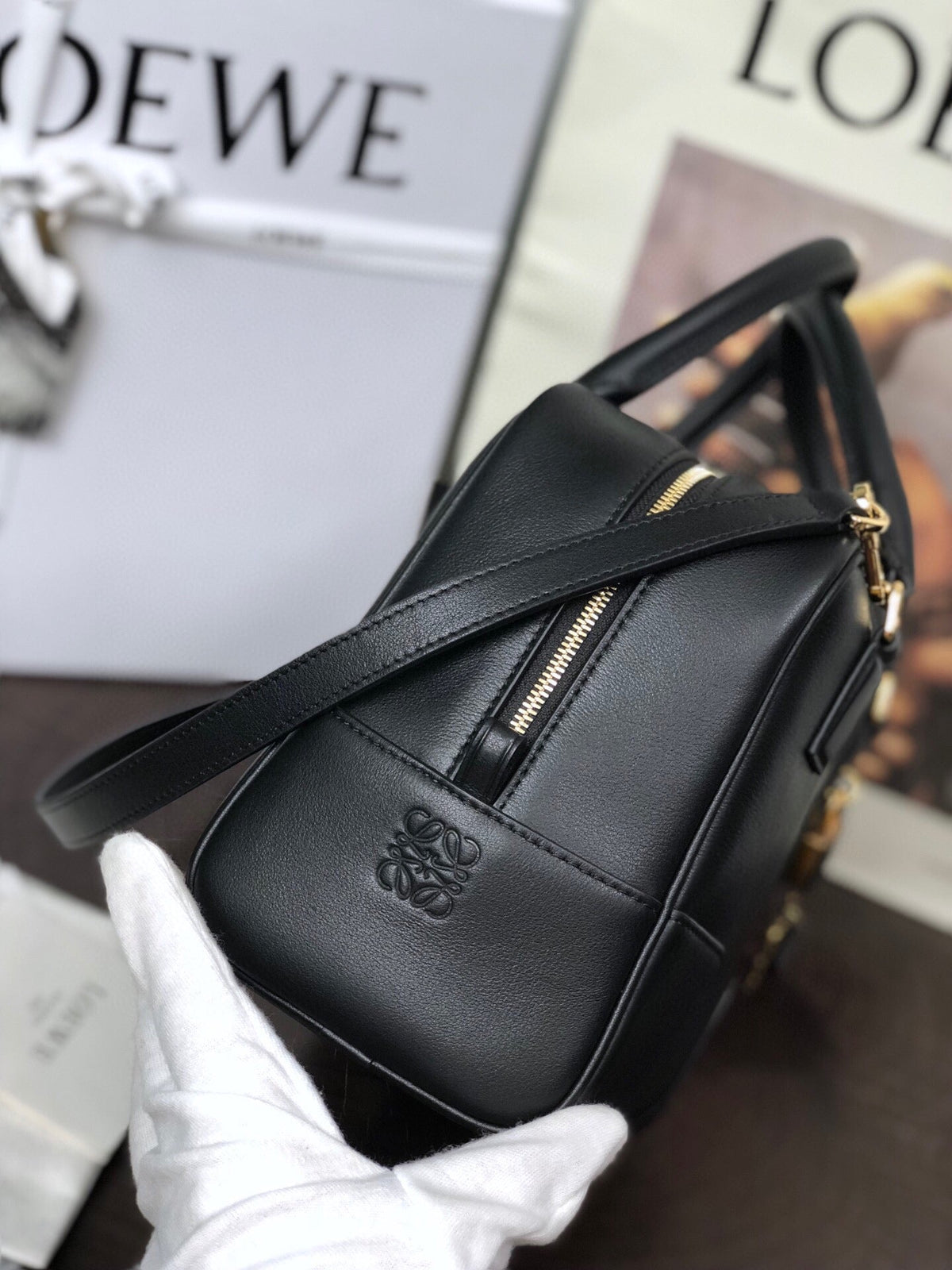 Loewe Amazona 19 Bag in Black Nappa Calfskin