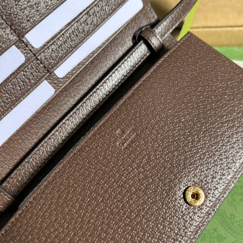 Gucci Mini 19 Ophidia Bag in Brown Calfskin and Beige Canvas