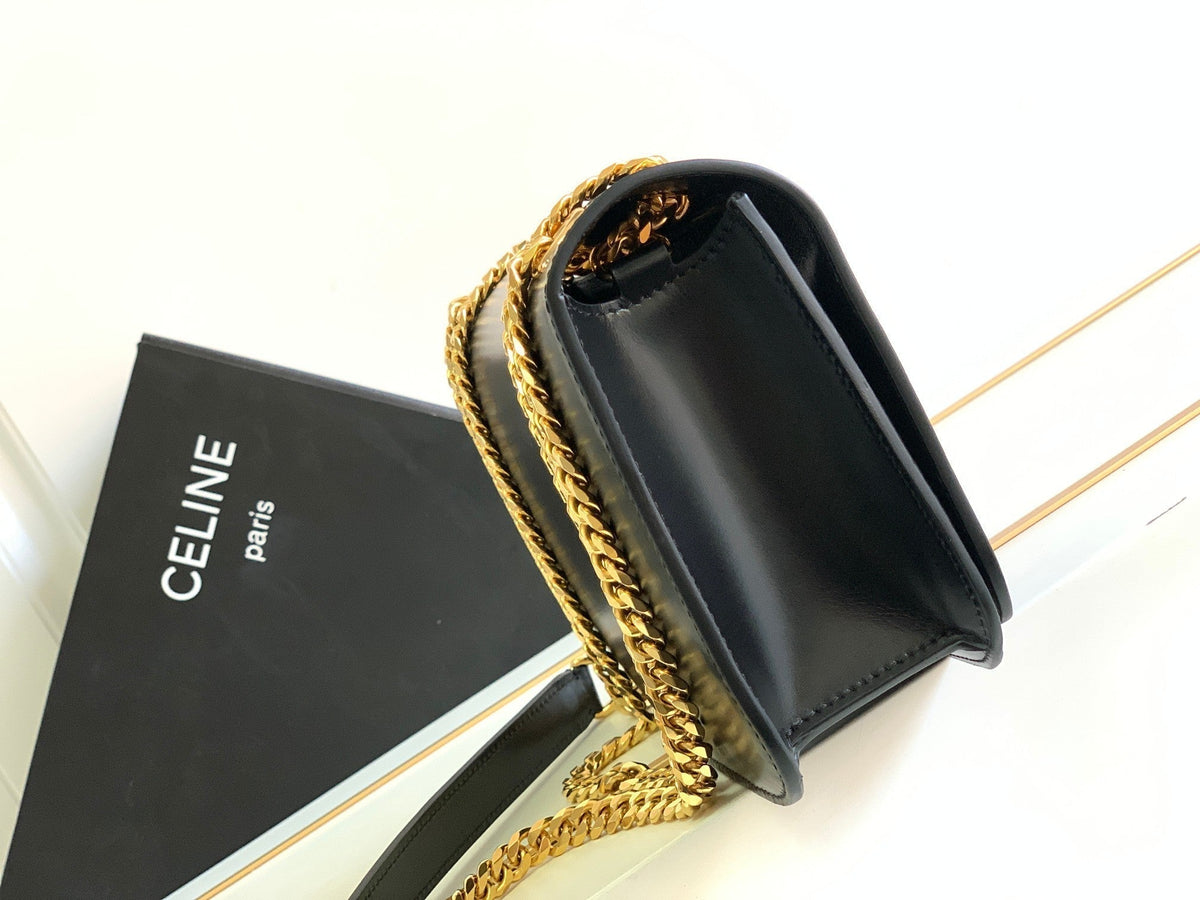 Celine Triomphe Frame 23 Black Calfskin Bag