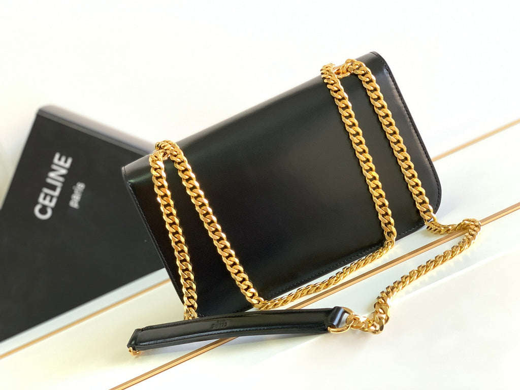 Celine Triomphe Frame 23 Black Calfskin Bag