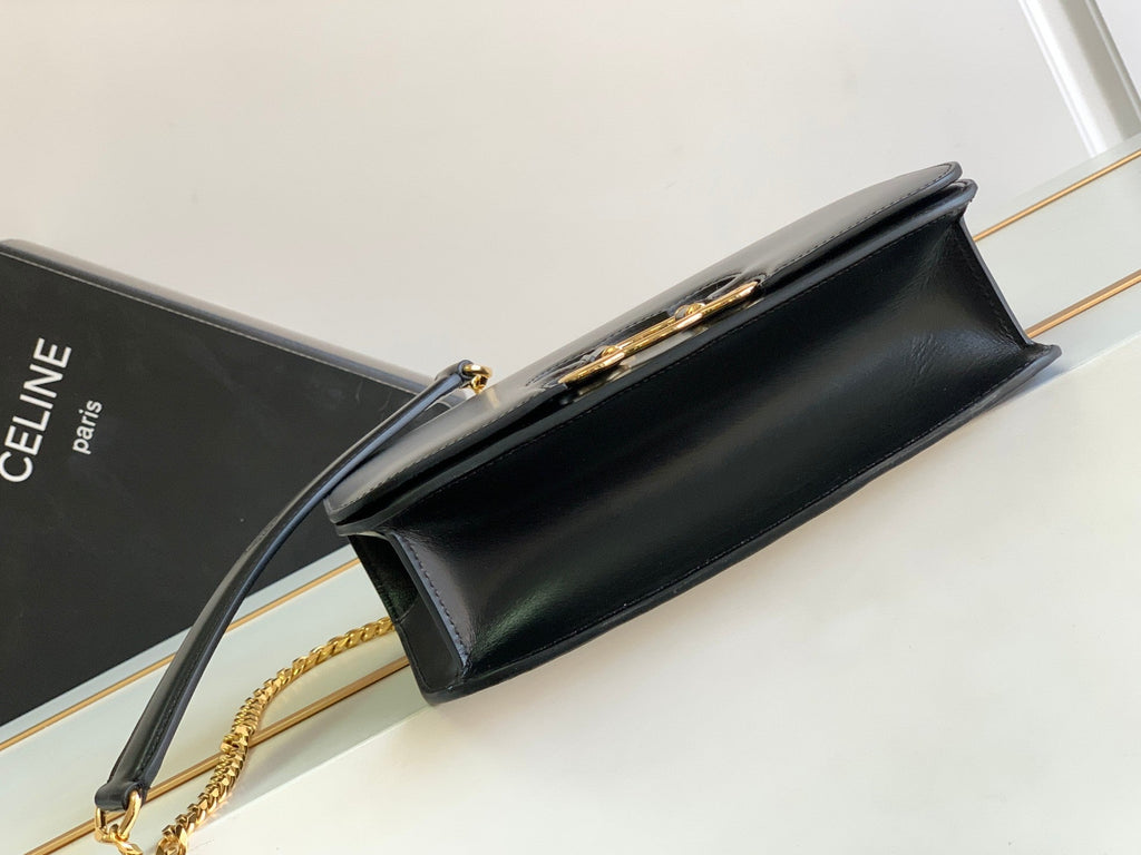 Celine Triomphe Frame 23 Black Calfskin Bag