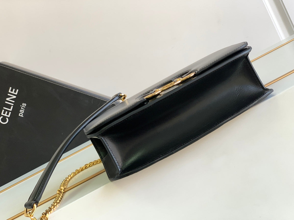 Celine Triomphe Frame 23 Black Calfskin Bag