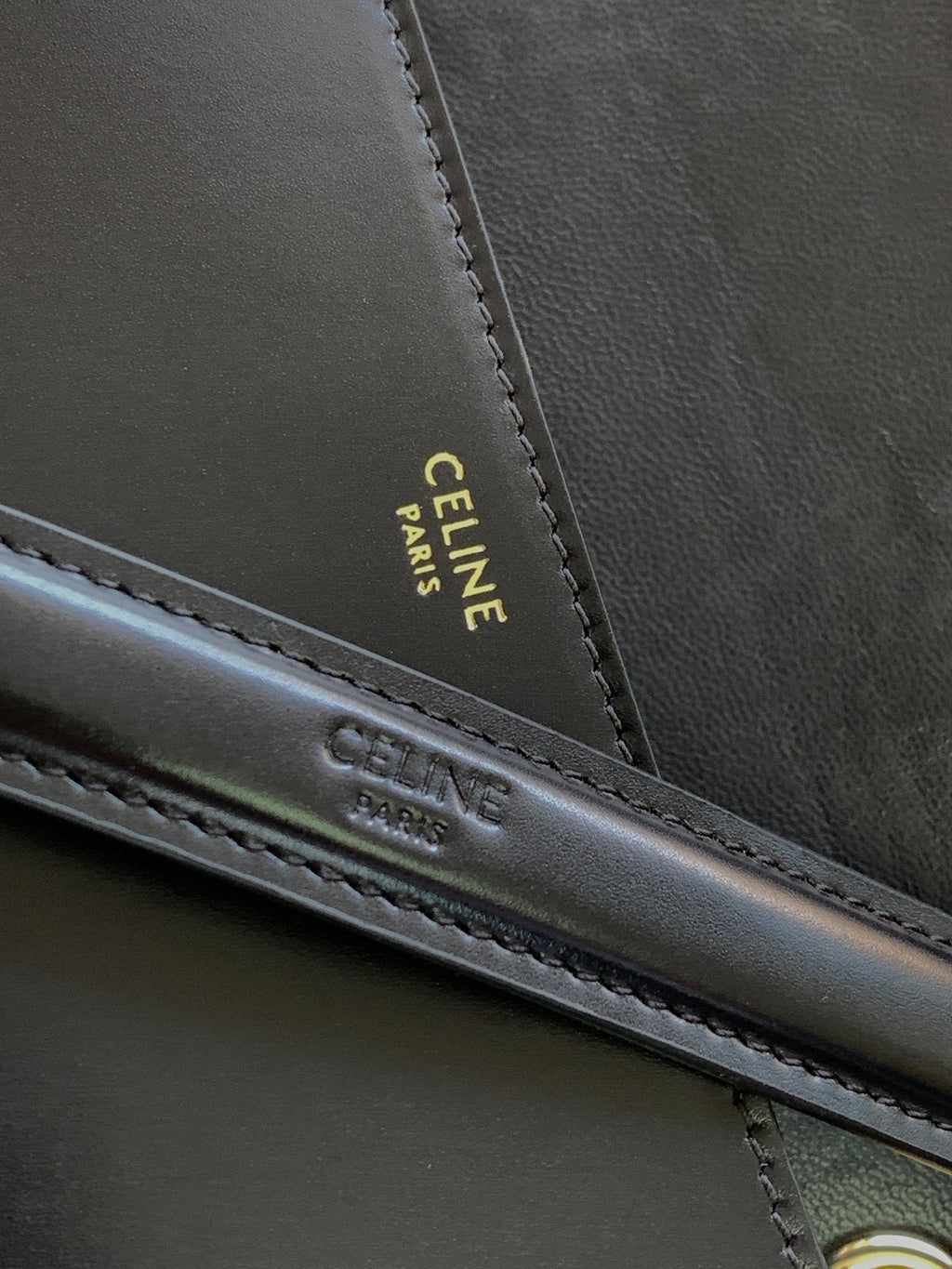 Celine Triomphe Frame 23 Black Calfskin Bag