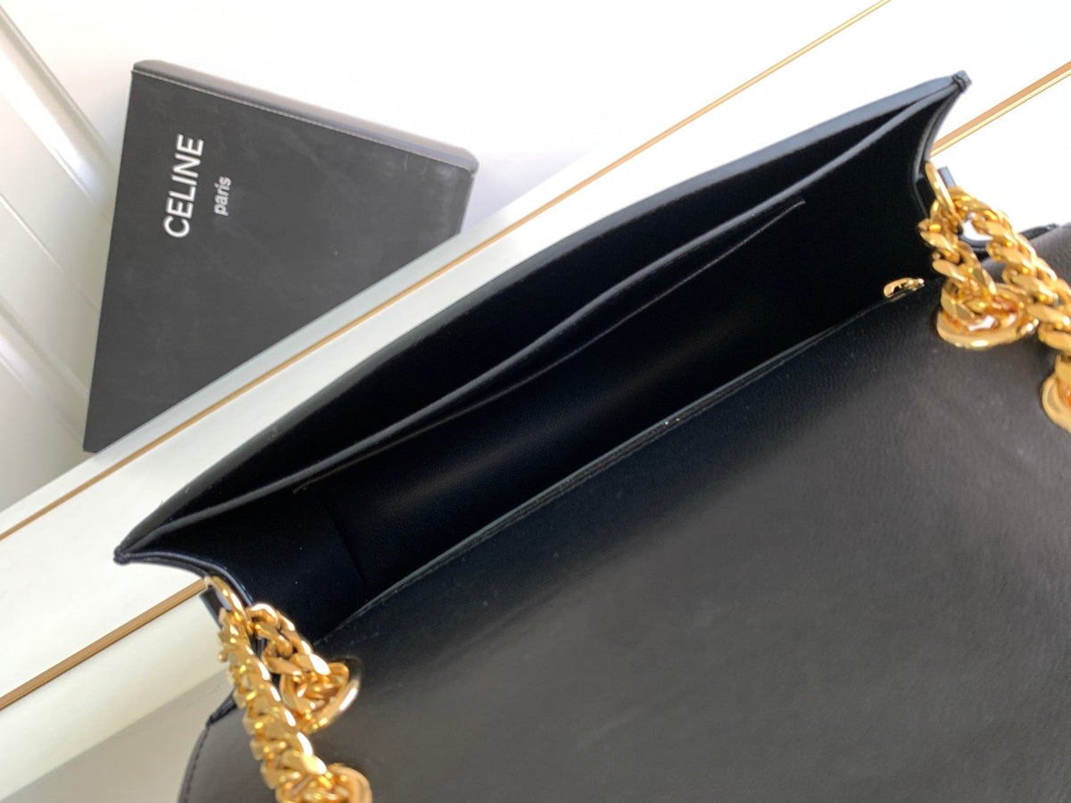 Celine Triomphe Frame 23 Black Calfskin Bag