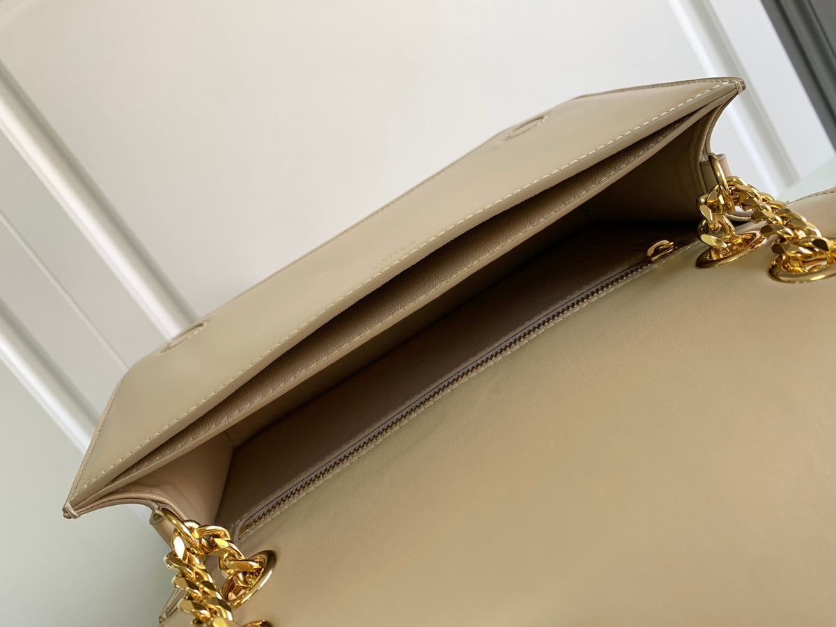 Celine Triomphe Frame 23 Beige Cream Calfskin Bag