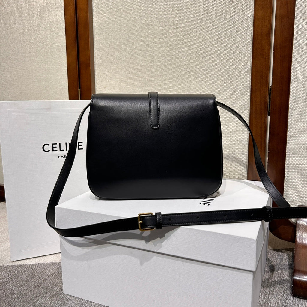 Celine Tabou Flap Bag 22 in Black Smooth Calfskin Gold Lock
