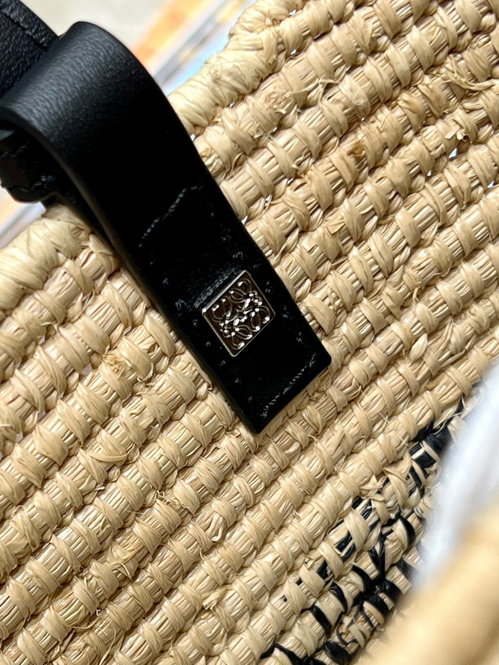 Loewe Basket Bag 28 in Natural Mix Black Raffia