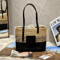 Loewe Basket Bag 28 in Natural Mix Black Raffia