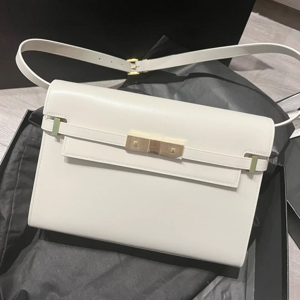 Saint Laurent Manhattan 29 Top-Handle in Smooth White Calfskin Bag