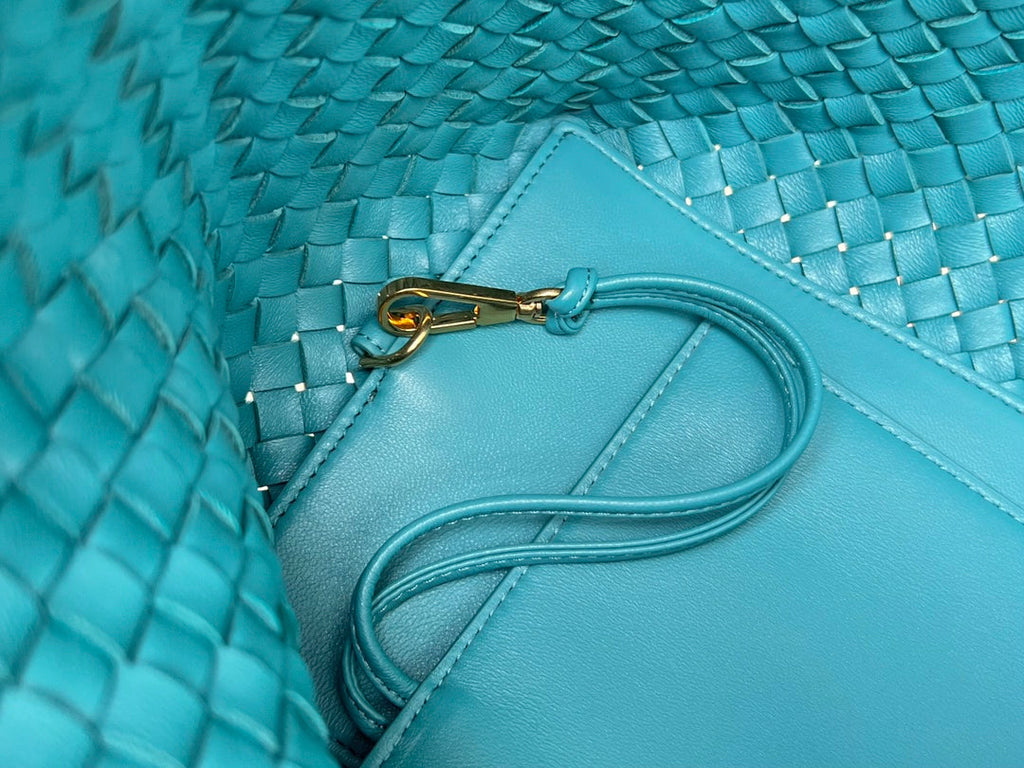 Bottega Veneta Small Cabat 32 in Teal Blue Lambskin Bag