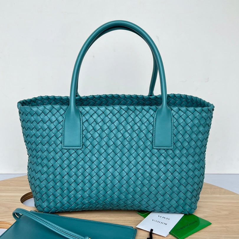 Bottega Veneta Small Cabat 32 in Teal Blue Lambskin Bag