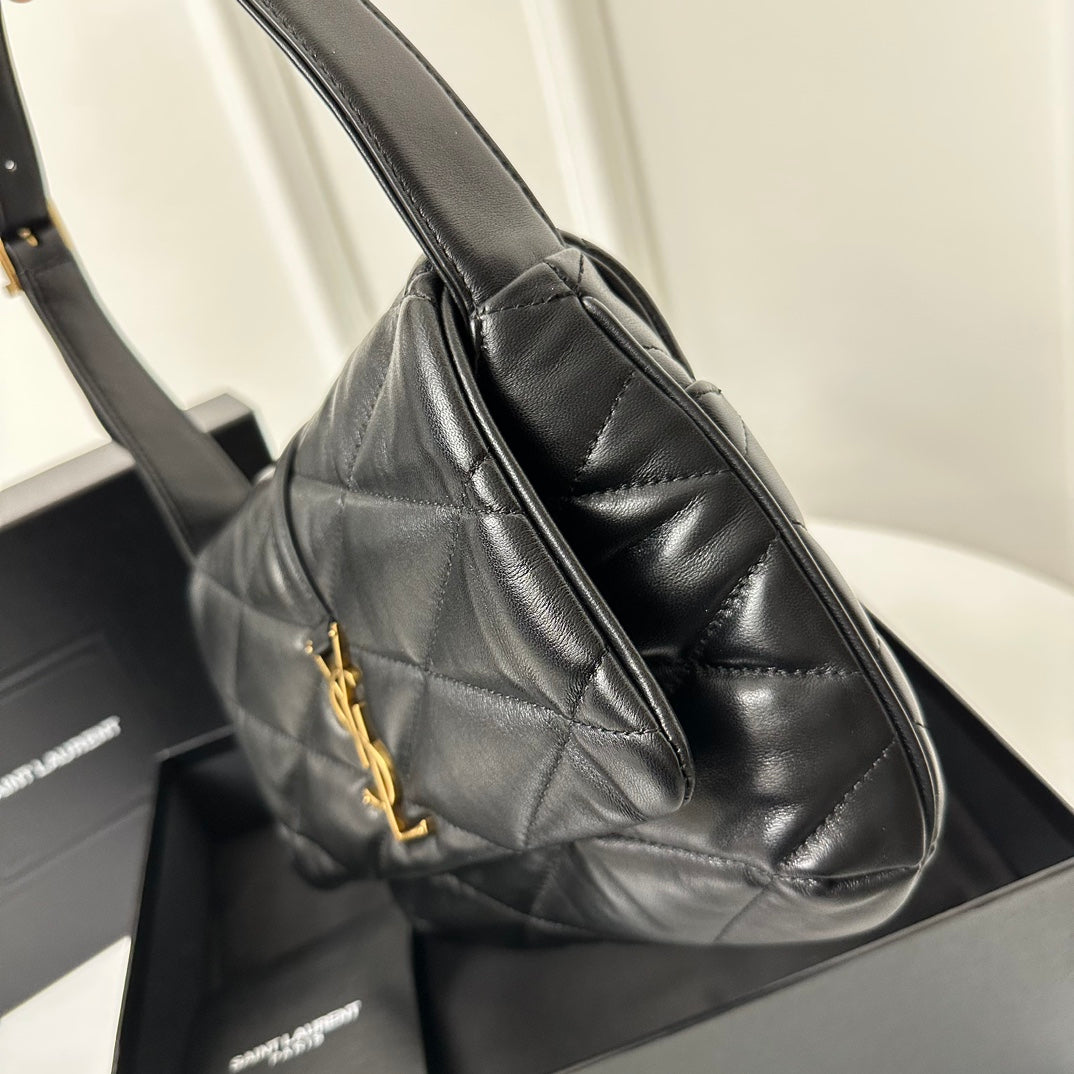 Saint Laurent Le 5 À 7 Handbag 24 in Black Lambskin