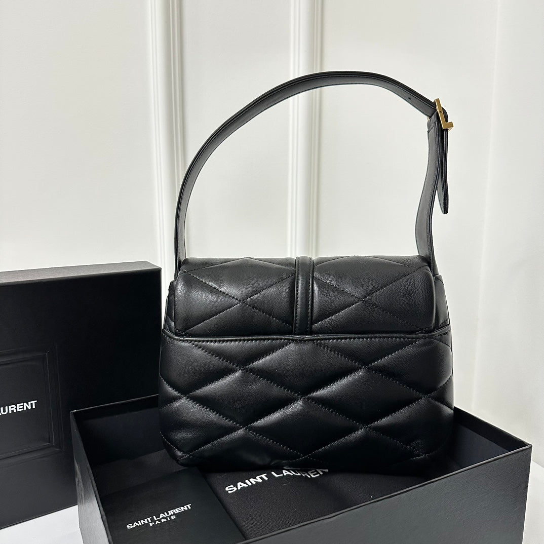 Saint Laurent Le 5 À 7 Handbag 24 in Black Lambskin