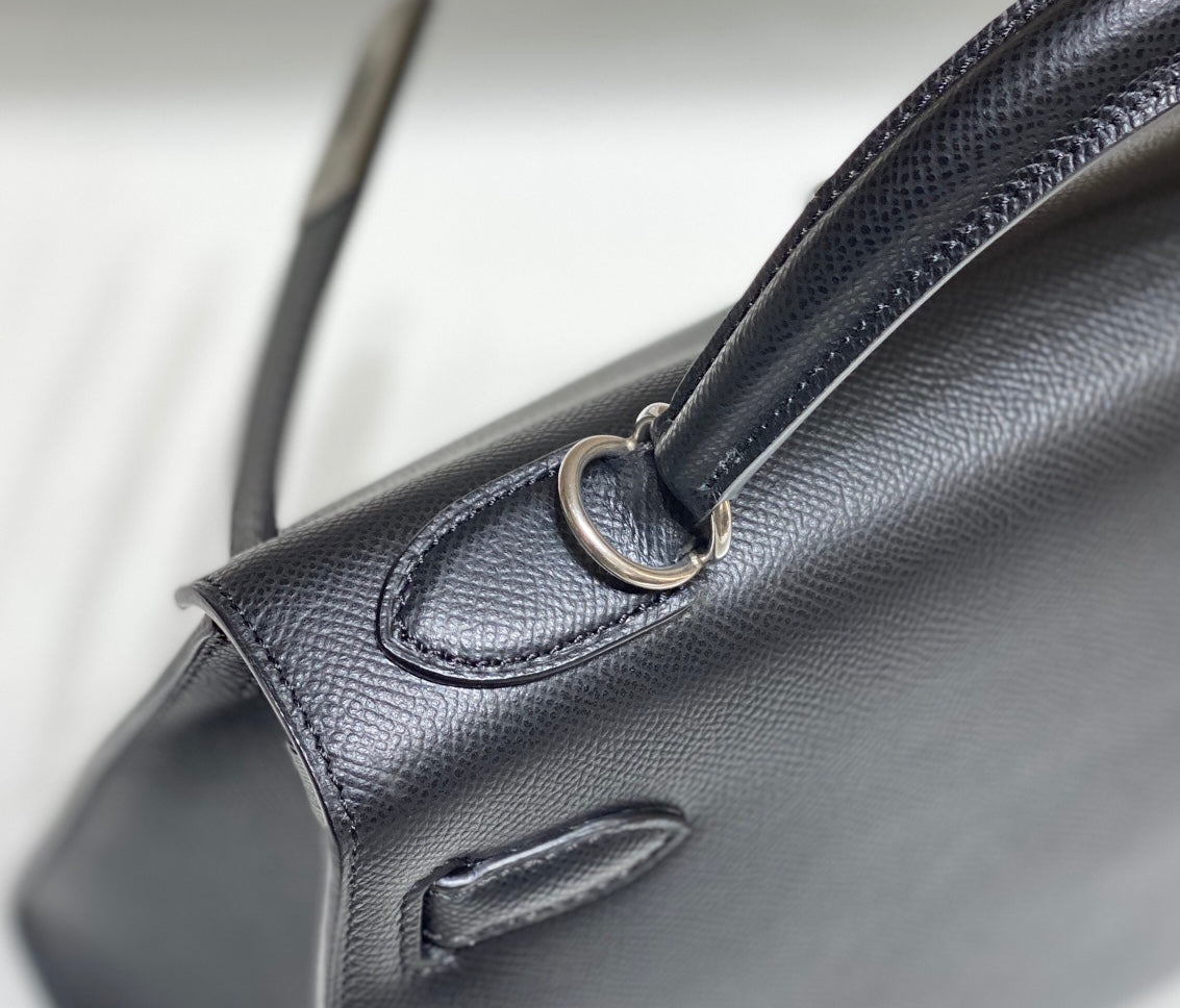 Hermes Kelly 28cm in Noir Epsom Calfskin Silver Hardware Bag