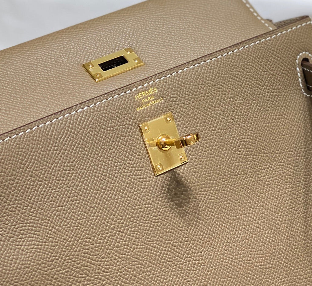 Hermes Kelly 25cm in Etoupe Epsom Calfskin Gold Hardware Bag