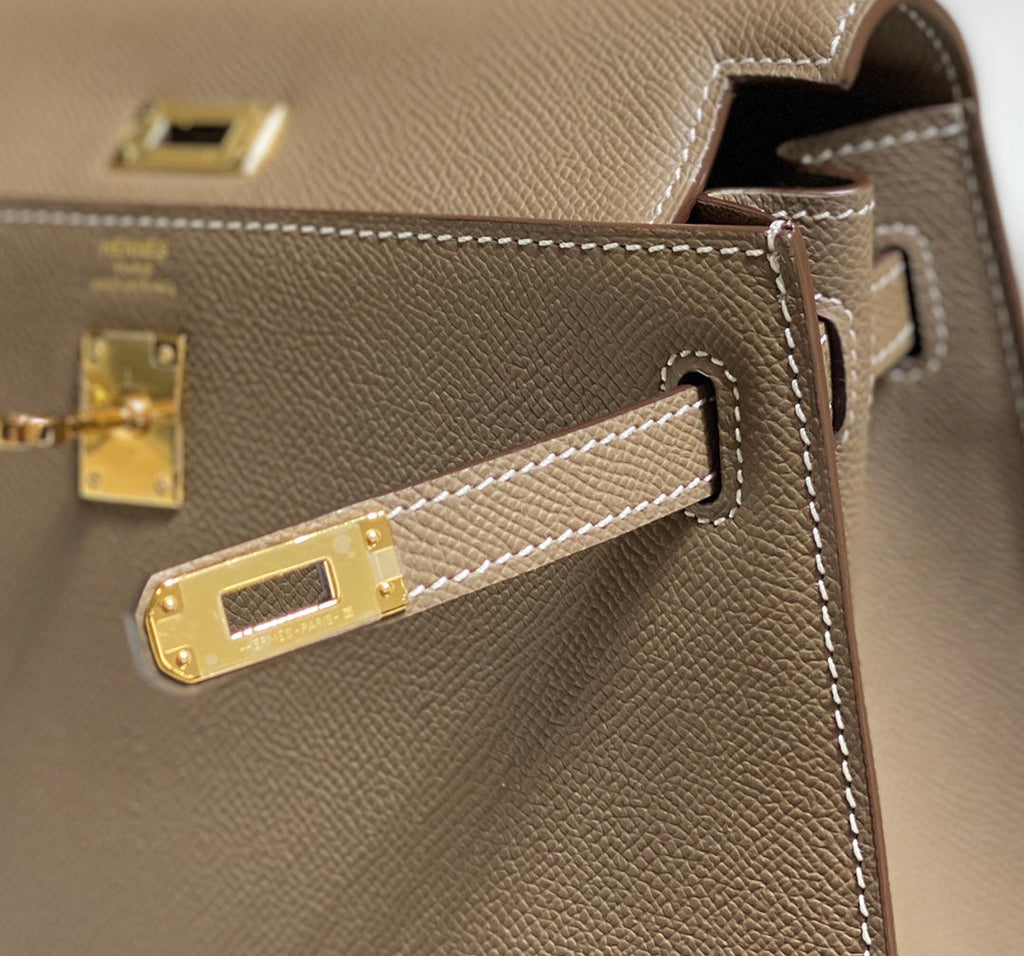 Hermes Kelly 25cm in Etoupe Epsom Calfskin Gold Hardware Bag
