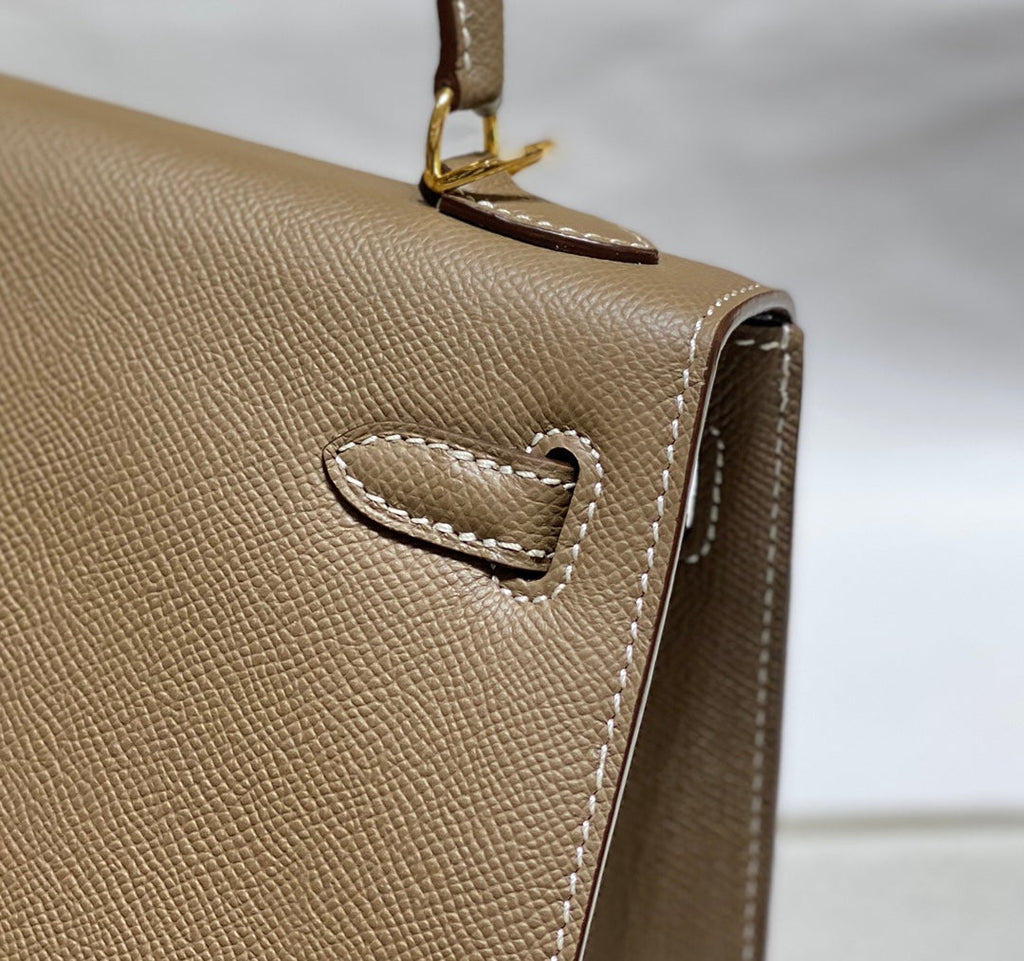 Hermes Kelly 25cm in Etoupe Epsom Calfskin Gold Hardware Bag