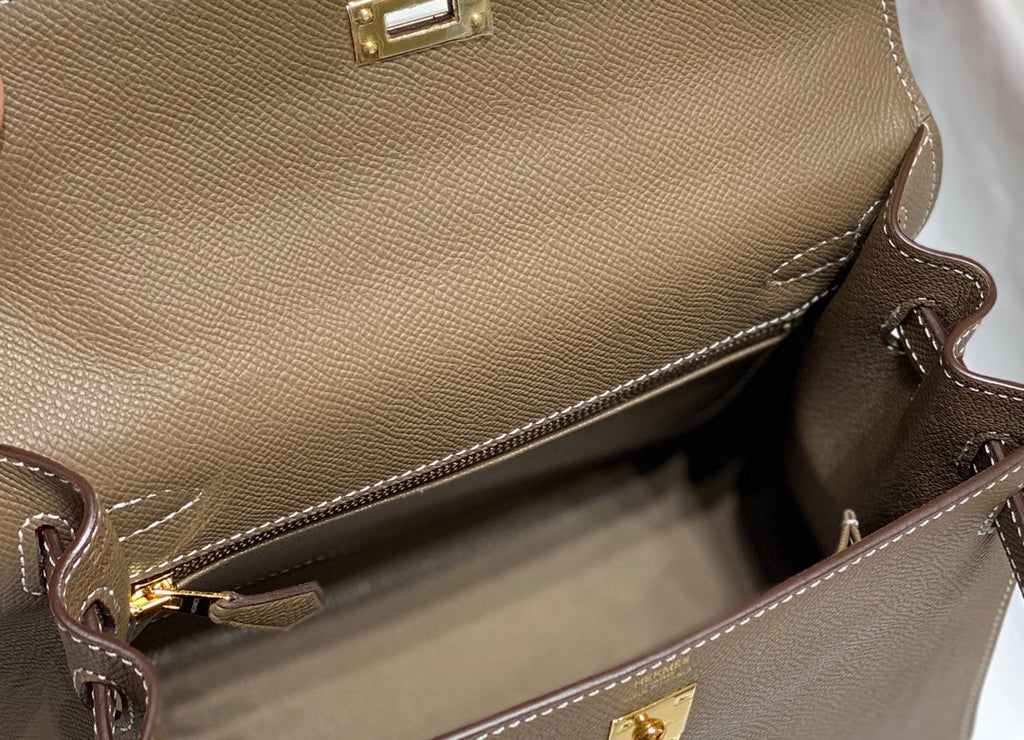 Hermes Kelly 25cm in Etoupe Epsom Calfskin Gold Hardware Bag