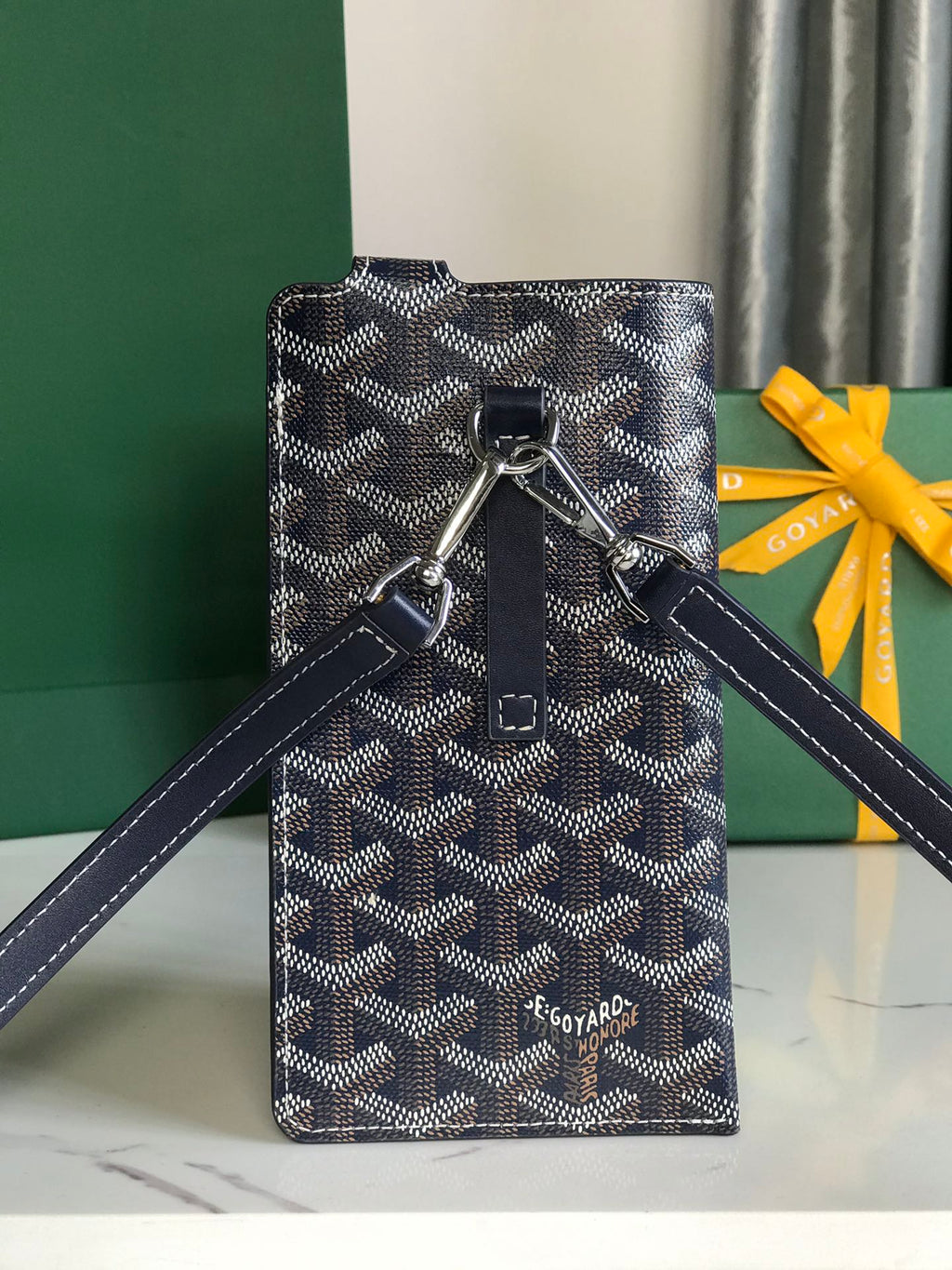 Goyard Montmartre GM Case 18 in Navy Blue Goyardine Canvas Bag