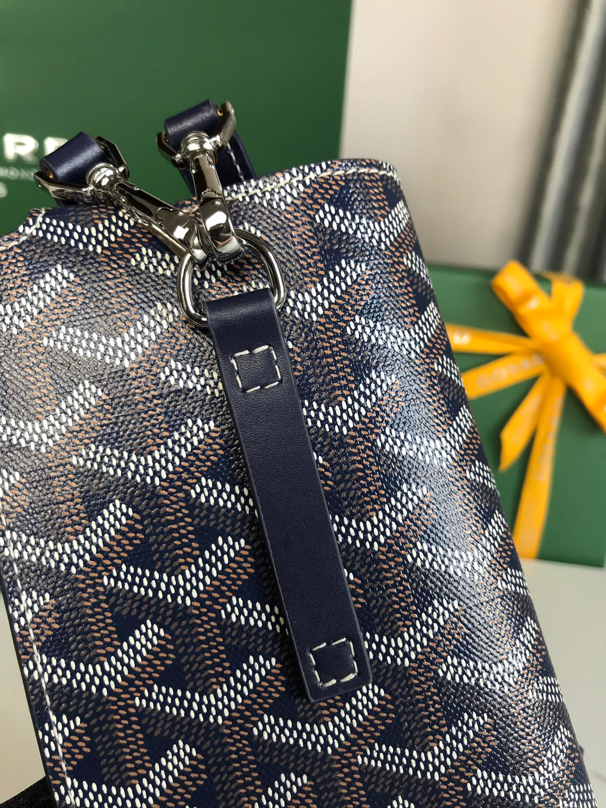 Goyard Montmartre GM Case 18 in Navy Blue Goyardine Canvas Bag