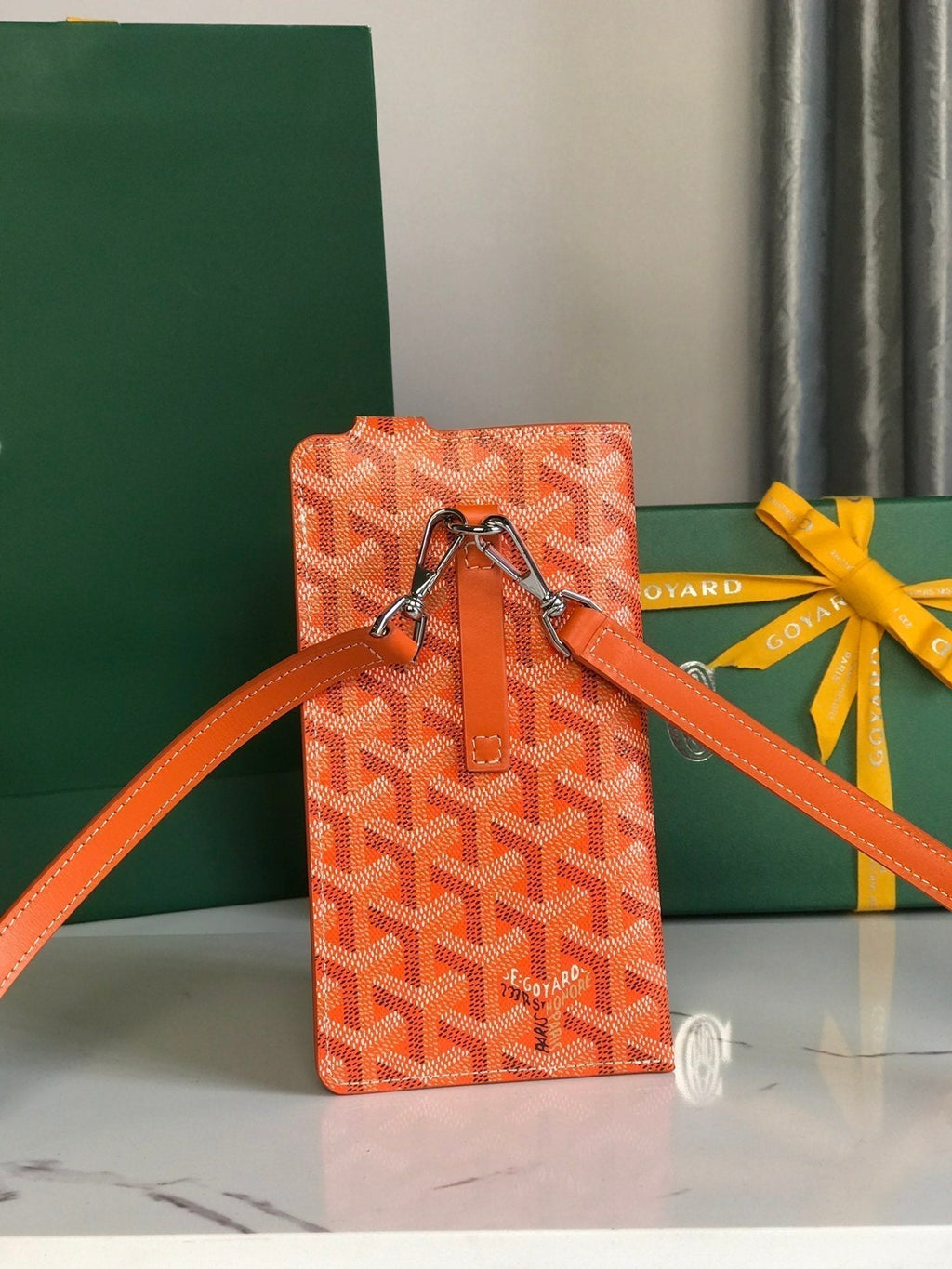 Goyard Montmartre GM Case 18 in Orange Goyardine Canvas Bag