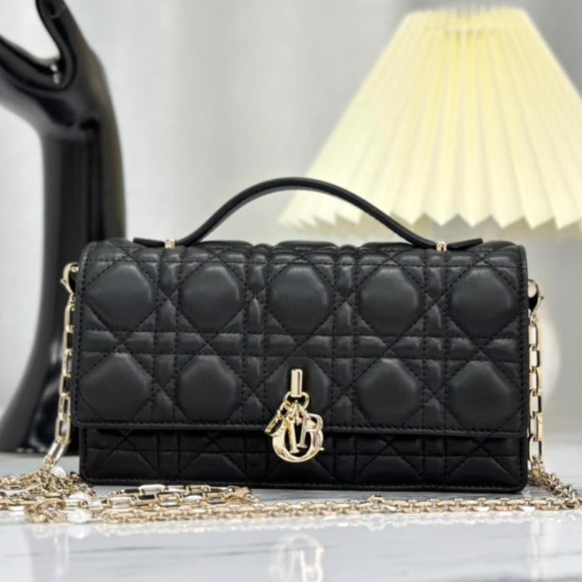 Dior Lady Chain Bag 21 in Black Lambskin