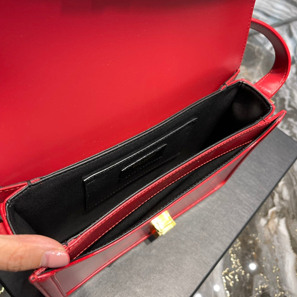 Saint Laurent Solferino Medium 23 Red Calfskin Gold Hardware Bag
