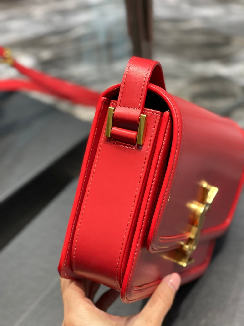 Saint Laurent Solferino Medium 23 Red Calfskin Gold Hardware Bag