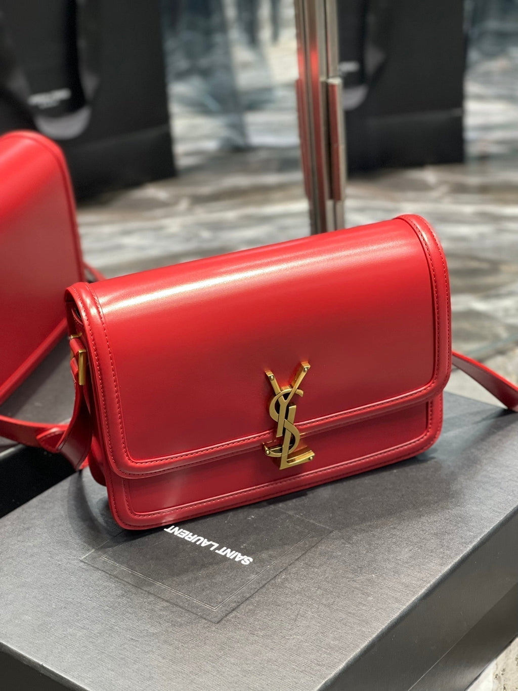 Saint Laurent Solferino Medium 23 Red Calfskin Gold Hardware Bag
