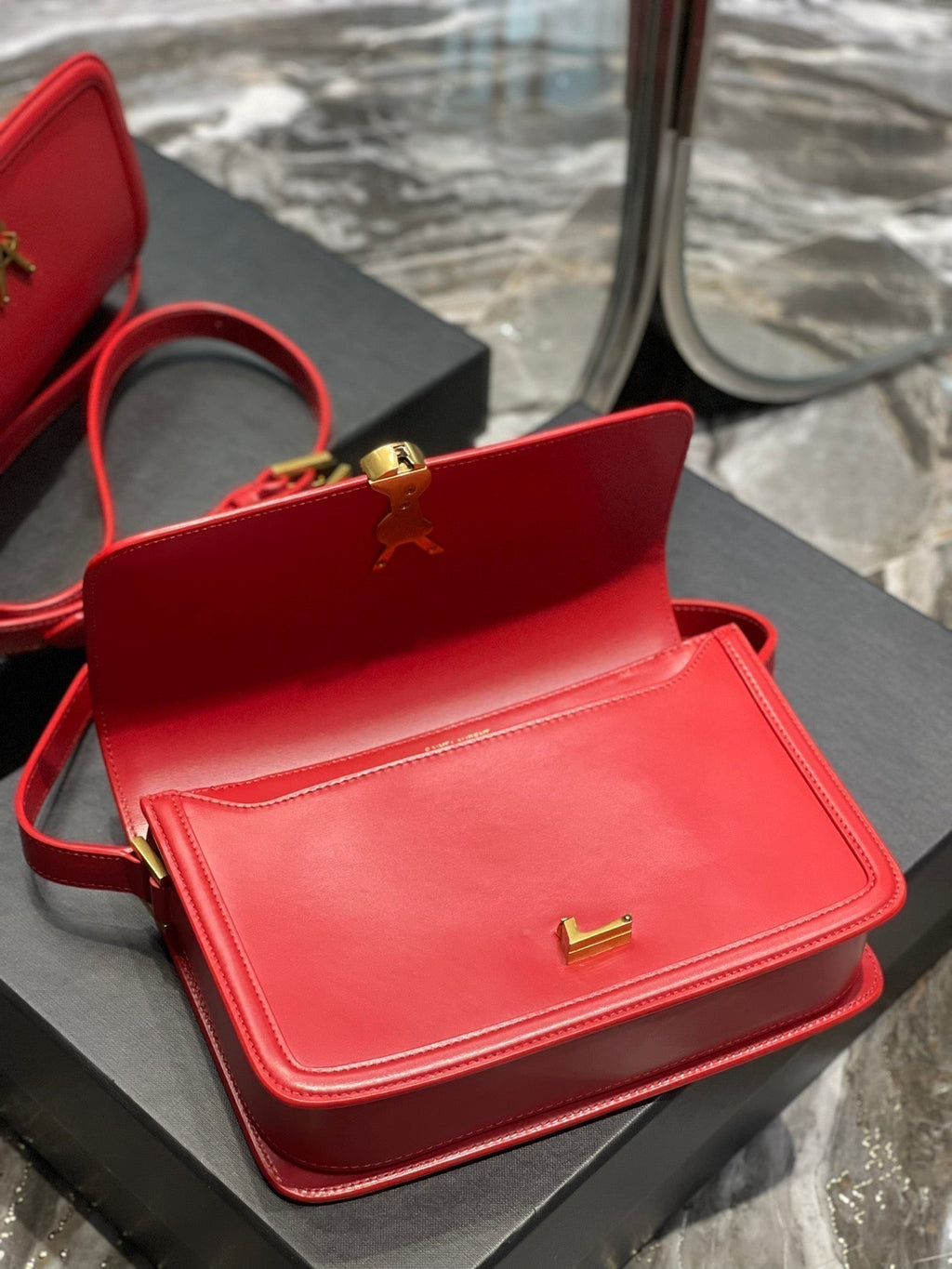 Saint Laurent Solferino Medium 23 Red Calfskin Gold Hardware Bag