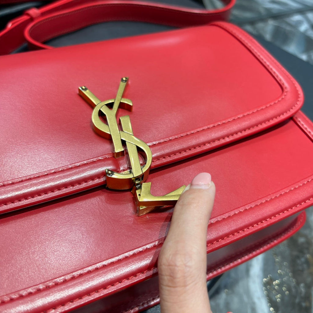 Saint Laurent Solferino Medium 23 Red Calfskin Gold Hardware Bag