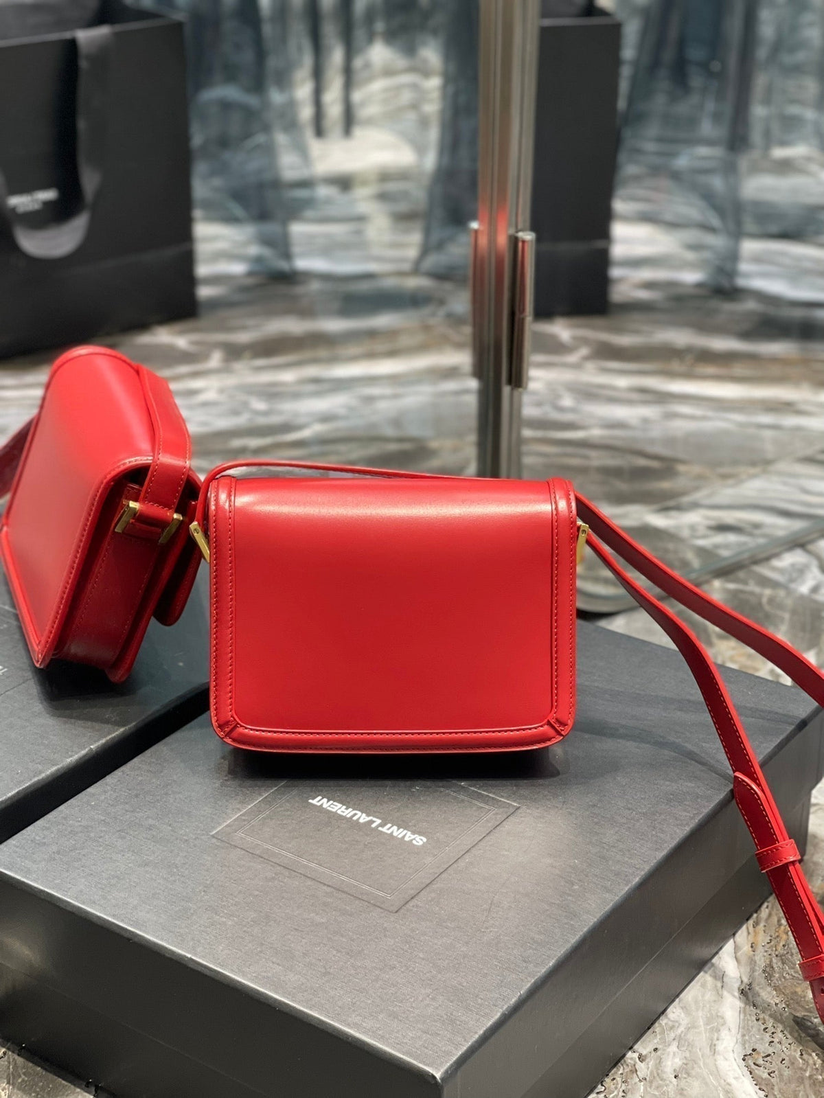 Saint Laurent Solferino Small 19 Red Calfskin Gold Hardware Bag