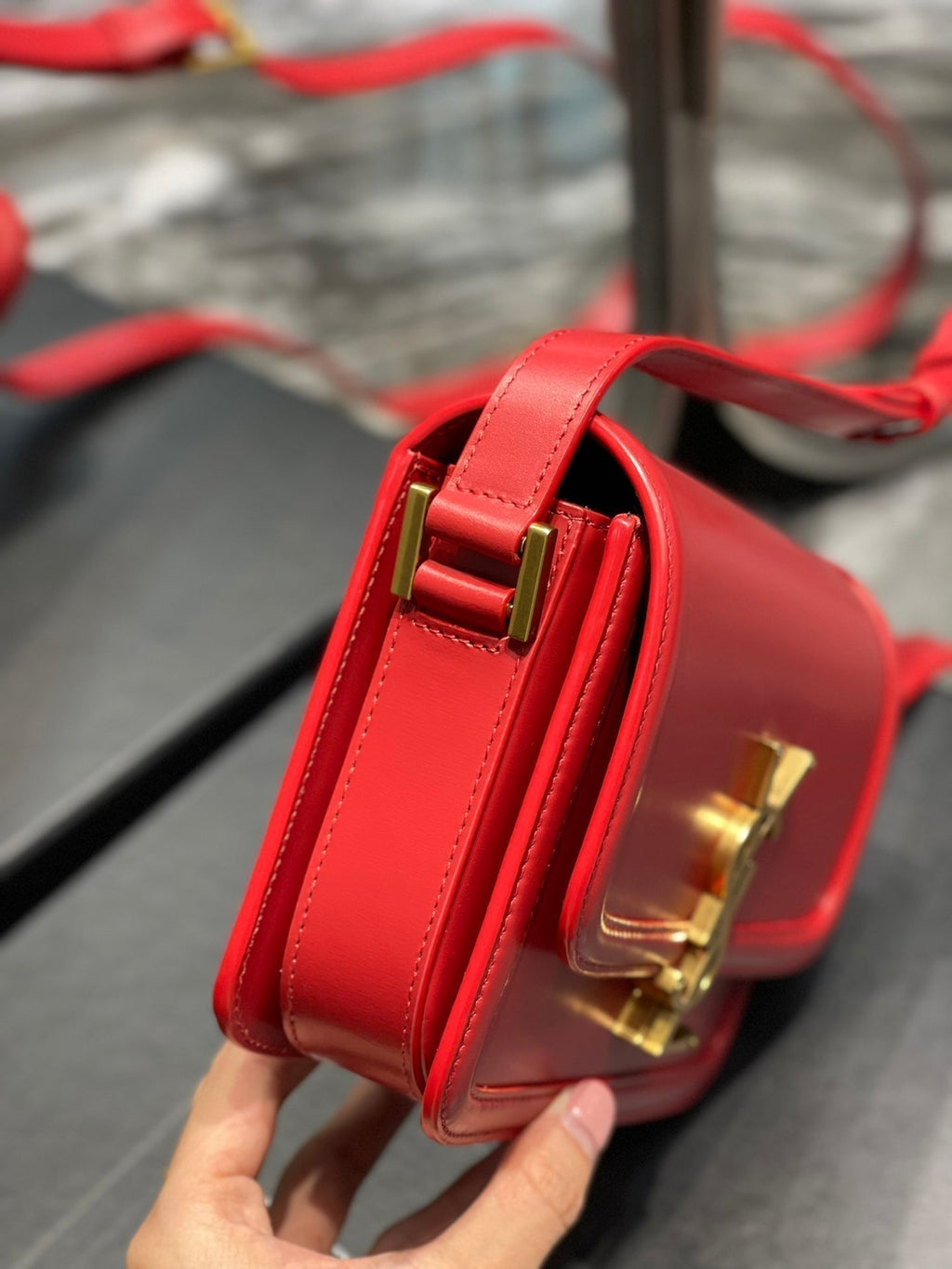 Saint Laurent Solferino Small 19 Red Calfskin Gold Hardware Bag