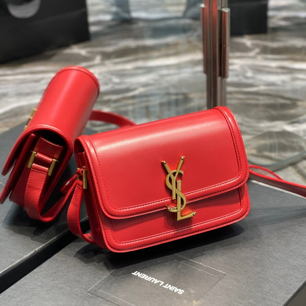 Saint Laurent Solferino Small 19 Red Calfskin Gold Hardware Bag