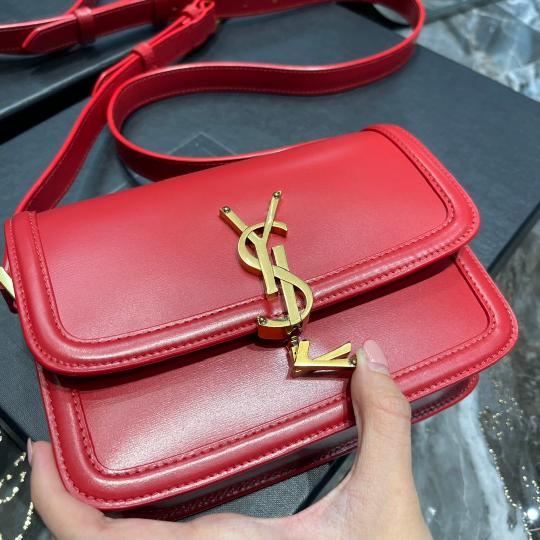 Saint Laurent Solferino Small 19 Red Calfskin Gold Hardware Bag