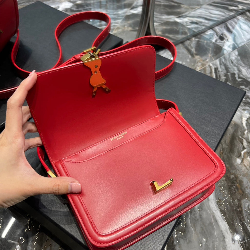 Saint Laurent Solferino Small 19 Red Calfskin Gold Hardware Bag