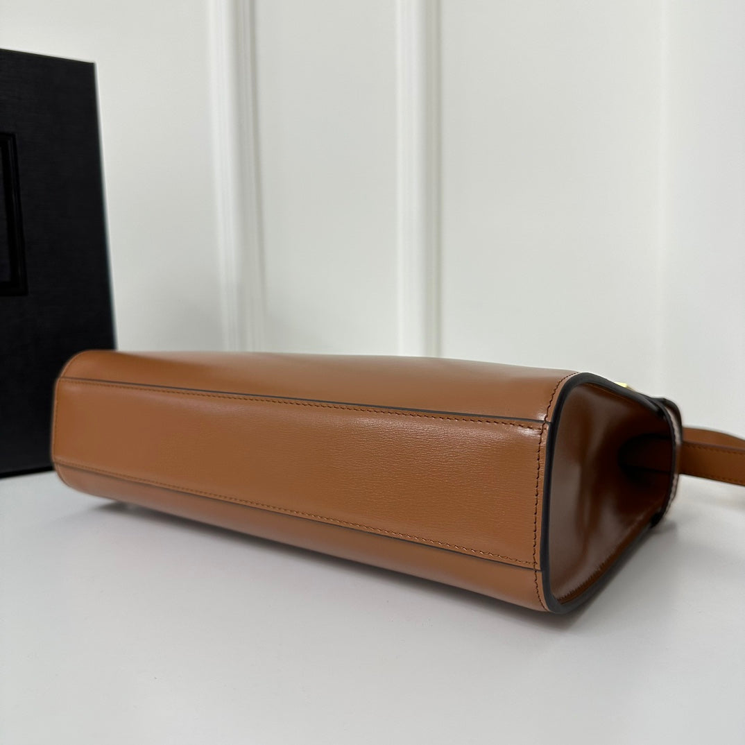 Saint Laurent Manhattan 29 Top-Handle in Smooth Cinnamon Brown Calfskin Bag