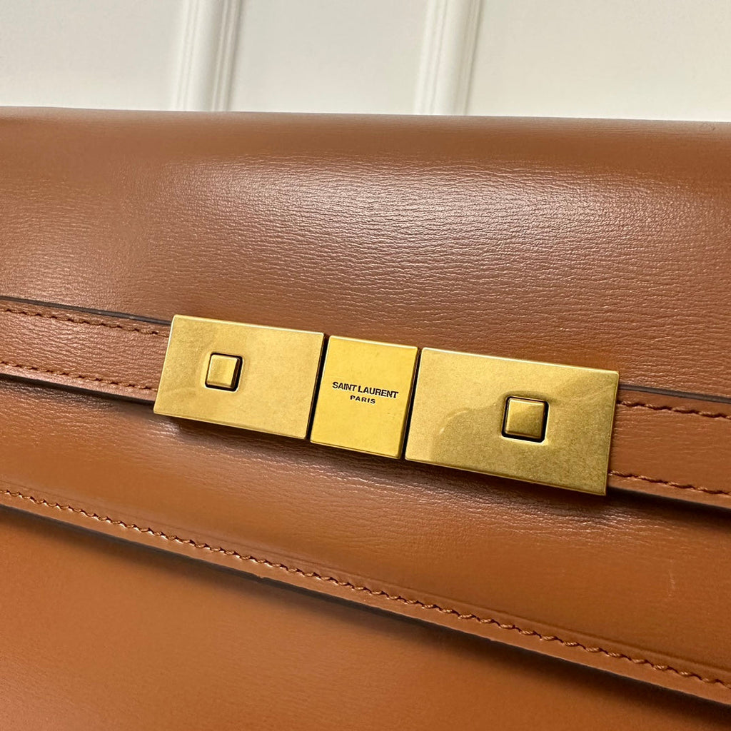 Saint Laurent Manhattan 29 Top-Handle in Smooth Cinnamon Brown Calfskin Bag