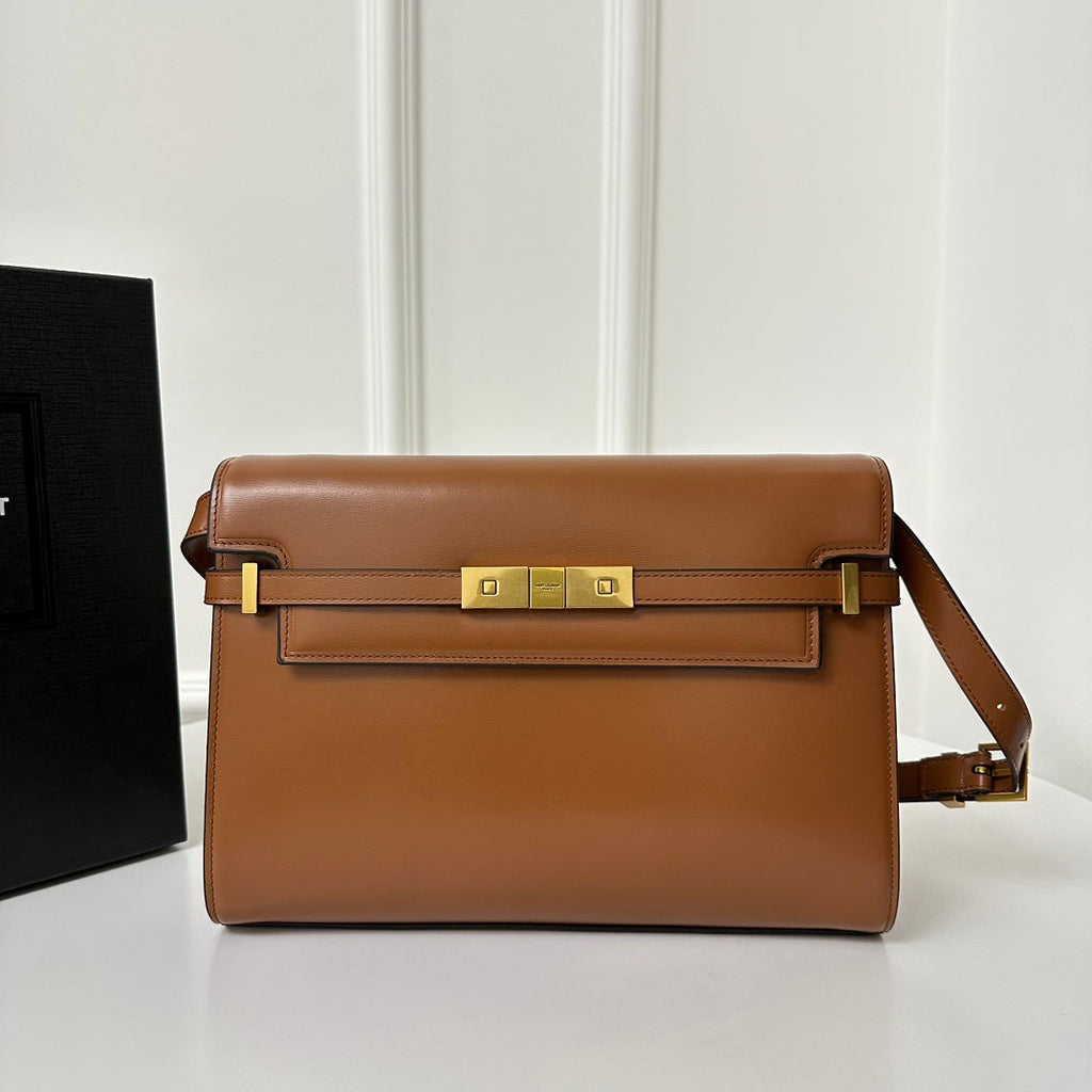 Saint Laurent Manhattan 29 Top-Handle in Smooth Cinnamon Brown Calfskin Bag
