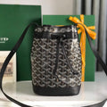 Goyard Petit Flot Bucket Bag 22 in Black Goyardine Canvas and Lambskin Trim