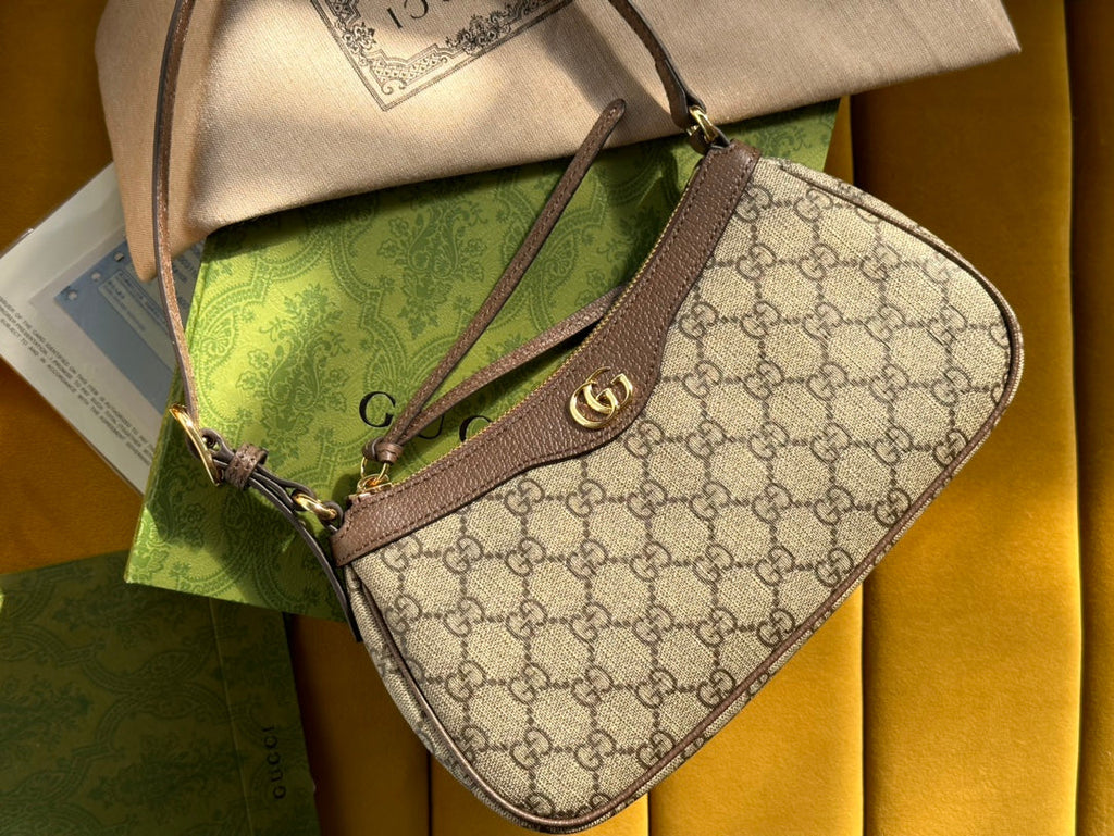 Gucci Ophidia Small 25 Handbag Beige and Ebony Pvc Fabric