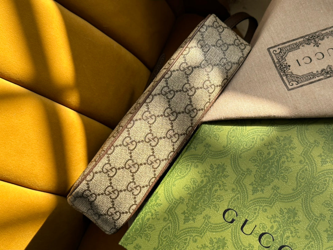 Gucci Ophidia Small 25 Handbag Beige and Ebony Pvc Fabric