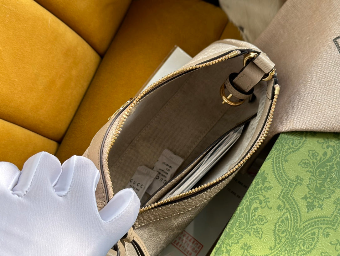Gucci Ophidia Small 25 Handbag Beige and White Supreme Canvas
