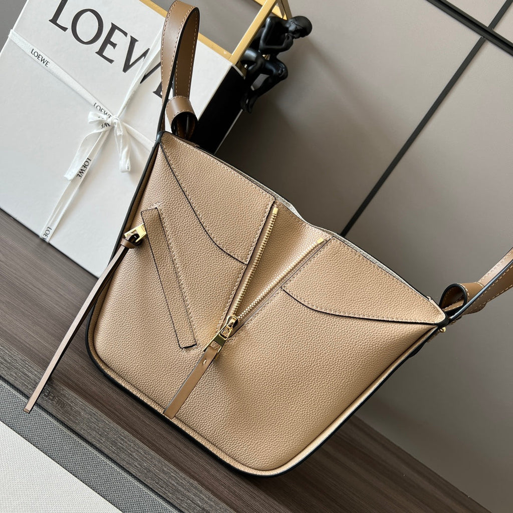 Loewe Mini 20 Hammock Bag in Sand Brown Calfskin