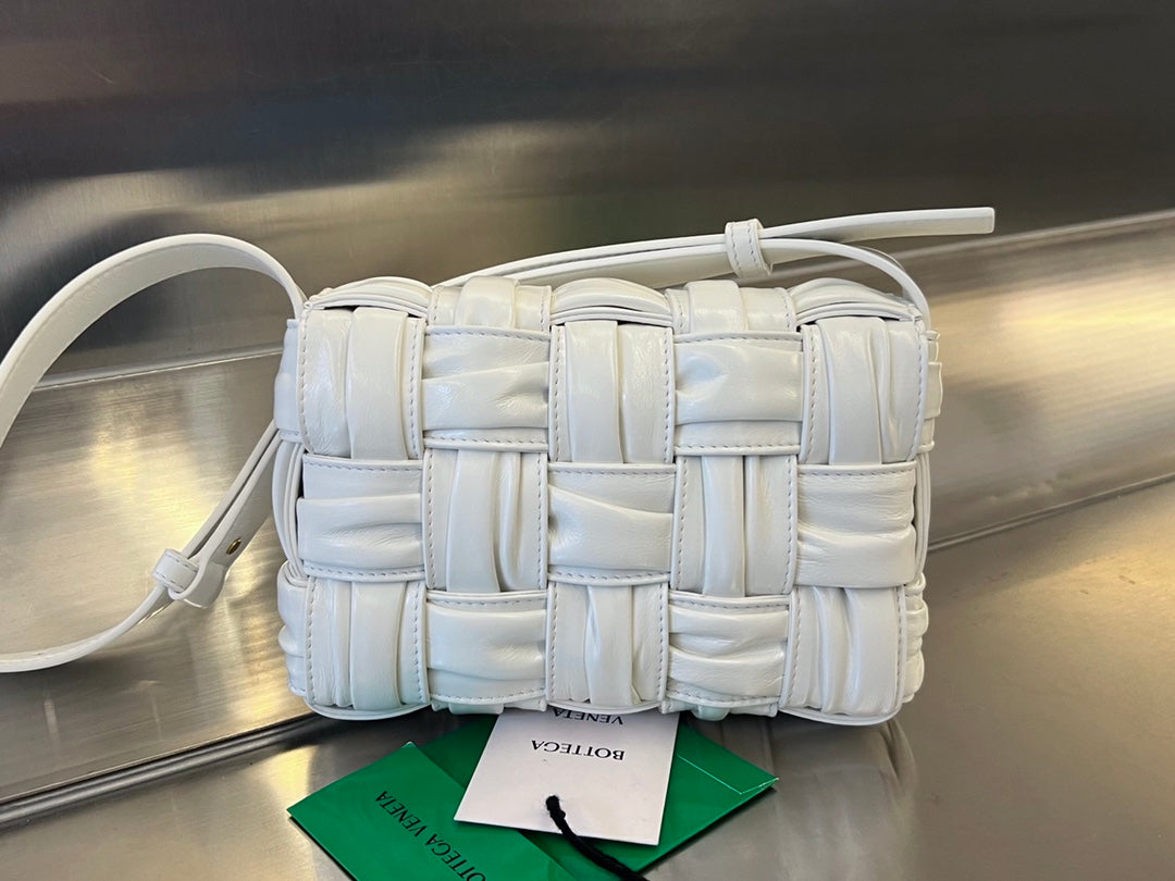 Bottega Veneta Mini Cassette 19 in White Soft Lambskin Bag