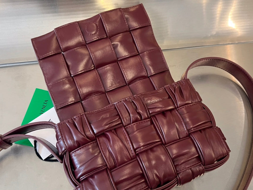 Bottega Veneta Mini Cassette 19 in Wine Red Soft Lambskin Bag